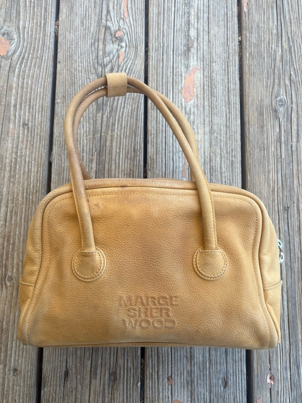 Tan Leather Top-Handle Satchel